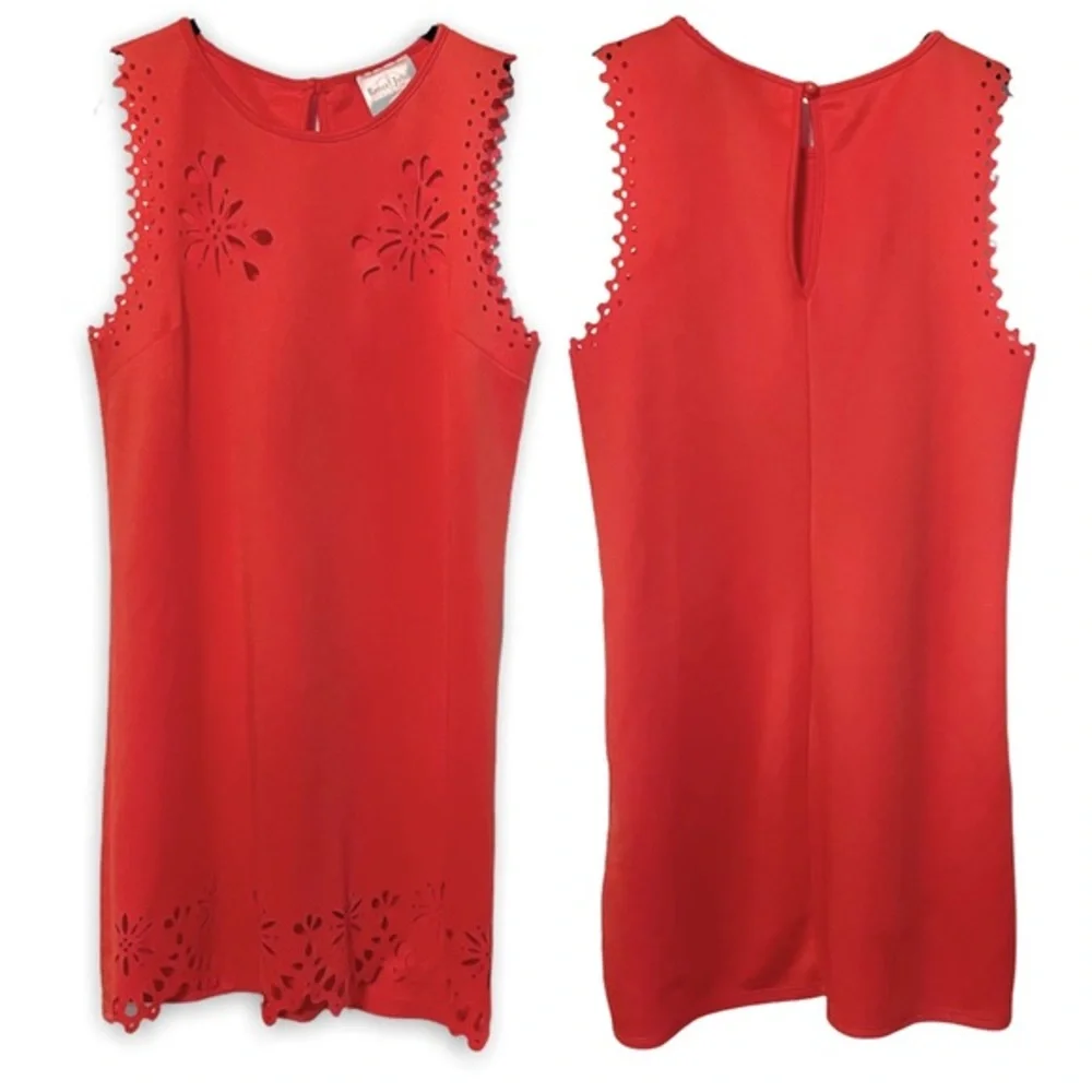 Romeo & Juliet Couture Coral Cutout Floral Dress Sleeveless Pink Orange Medium